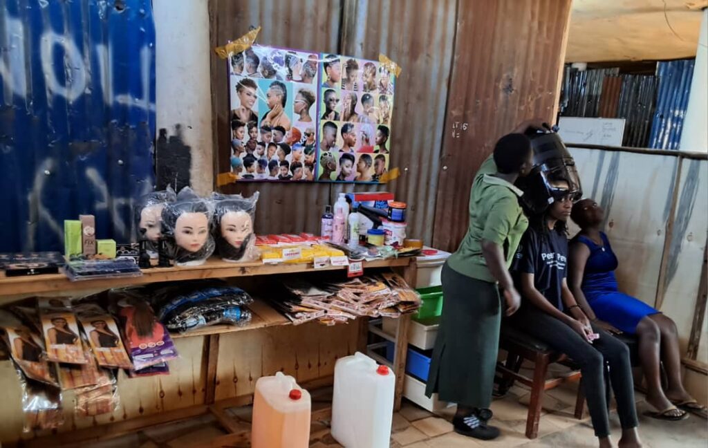 Hair Dressing Session at Mirror