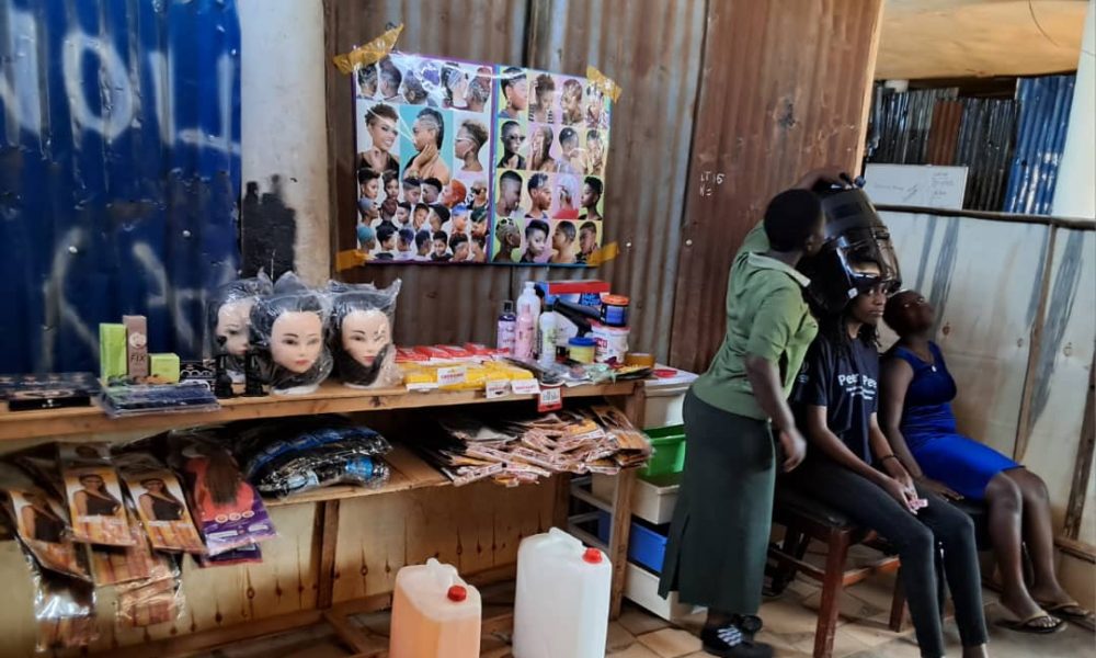 Hair Dressing Session at Mirror